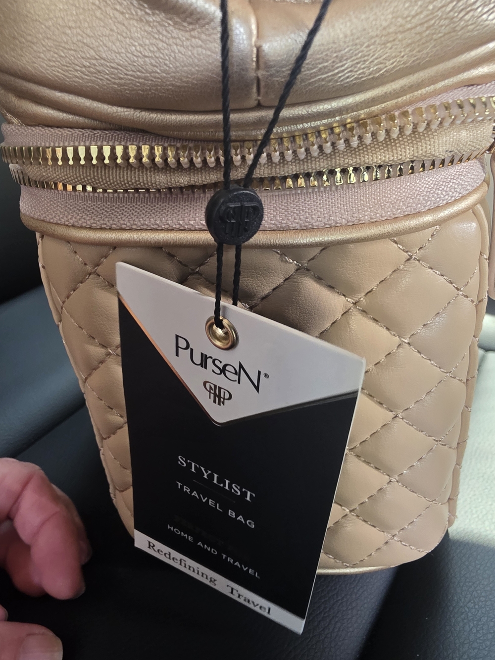 Quilted Metallic Gold Travel Cosmetic Bag - Picture 11 of 13